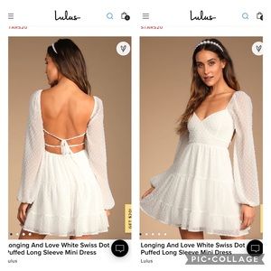 Lulu’s Longing and love white Swiss.puffed long sleeve mini dress